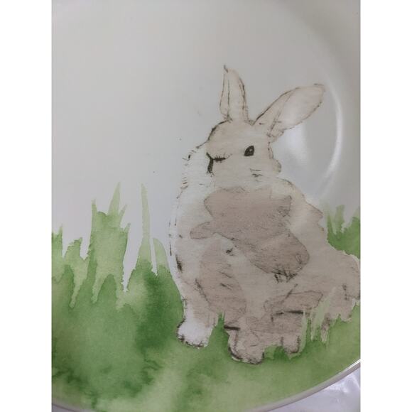 Set Of 4 Pottery Barn Hilltop Garden Bunny Easter Spring Rabbit 9" Plates Sketch - Picture 6 of 8